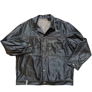 MECCA USA Denim Jean Jacket Mens XL‎ Dark Wash Trucker Style Vintage Y2K